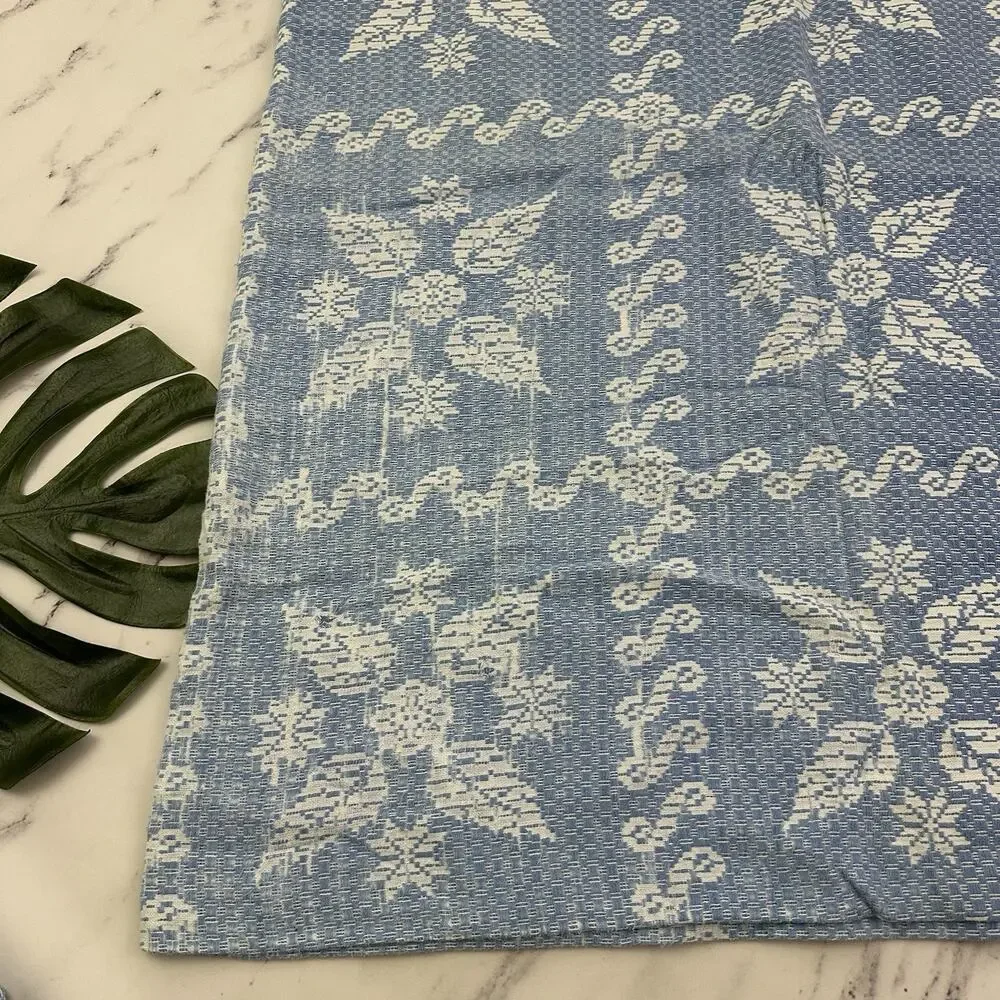 Stevens Vintage 70s Bedspread Coverlet Set of 2 Twin Size Blue White Floral